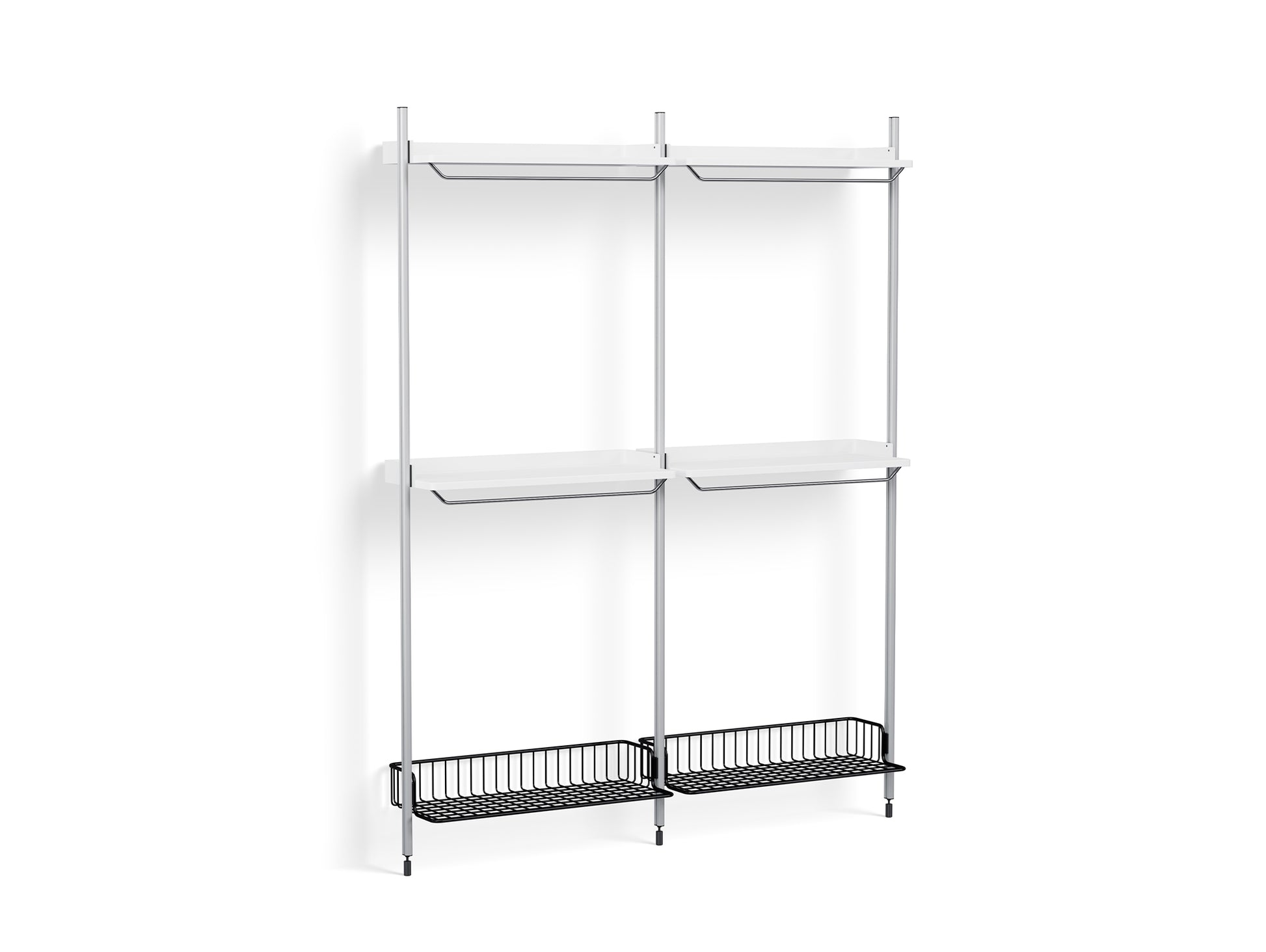 Pier System 1032 by HAY - Clear Anodised Aluminium Uprights / PS White with Anthracite Wire Shelf