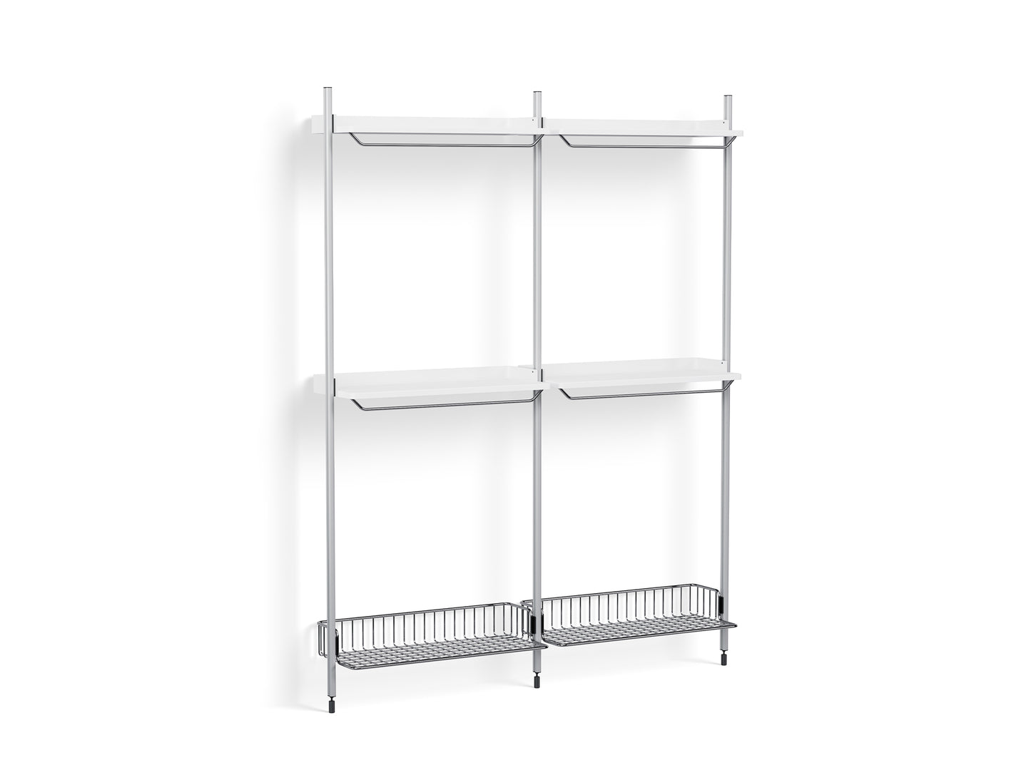 Pier System 1032 by HAY - Clear Anodised Aluminium Uprights / PS white with Chromed Wire Shelf