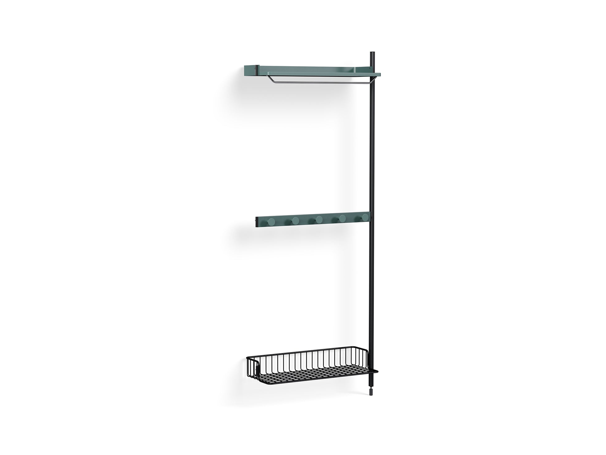 Pier System 1040 Add-ons by HAY - Black Anodised Aluminium Uprights / PS Blue with Anthracite Wire Shelf