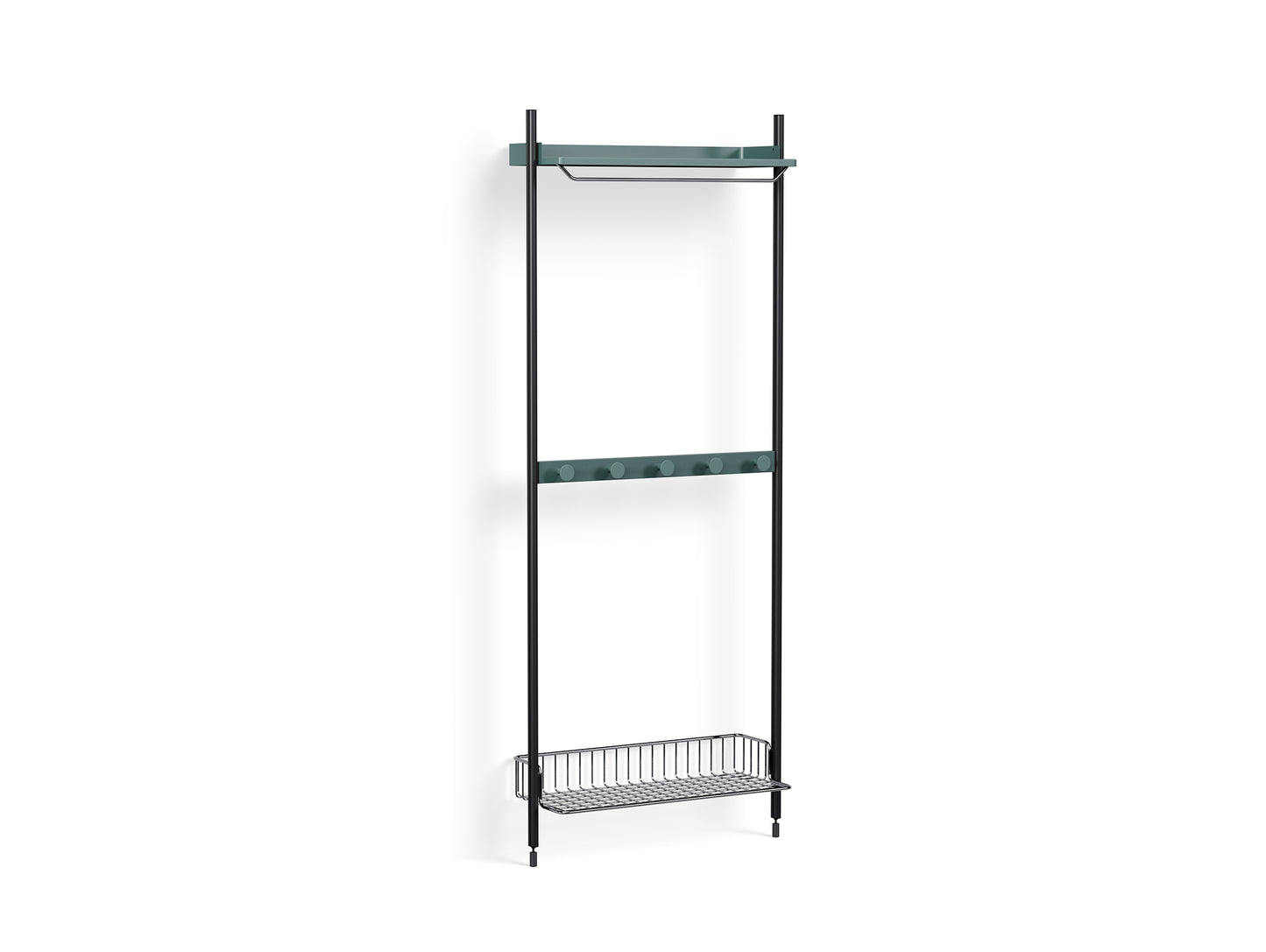 Pier System 1041 by HAY - Black Anodised Aluminium Uprights / PS Blue with Chromed Wire Shelf