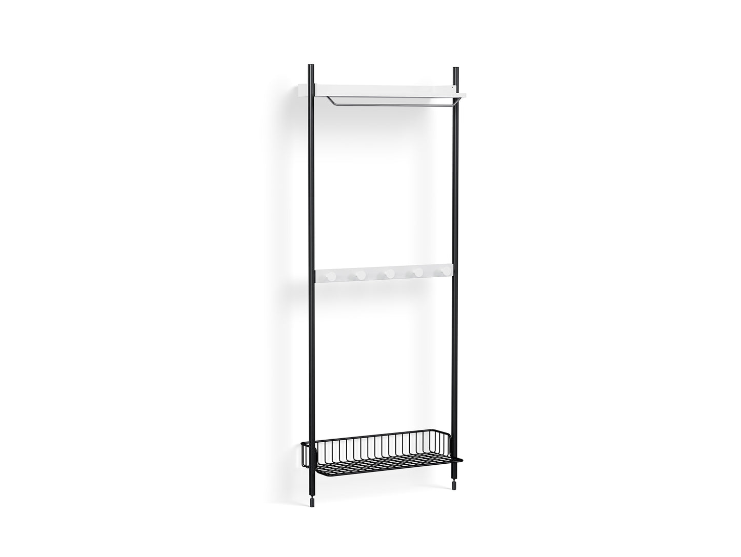 Pier System 1041 by HAY - Black Anodised Aluminium Uprights / PS White with Anthracite Wire Shelf