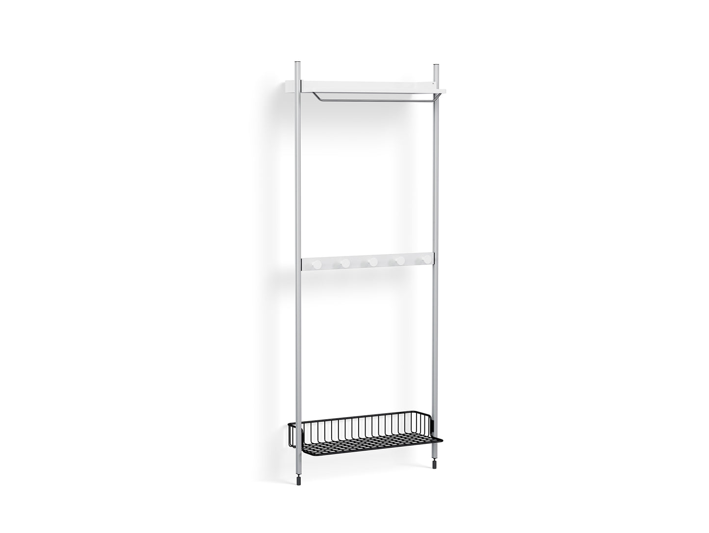 Pier System 1041 by HAY - Clear Anodised Aluminium Uprights / PS White with Anthracite Wire Shelf