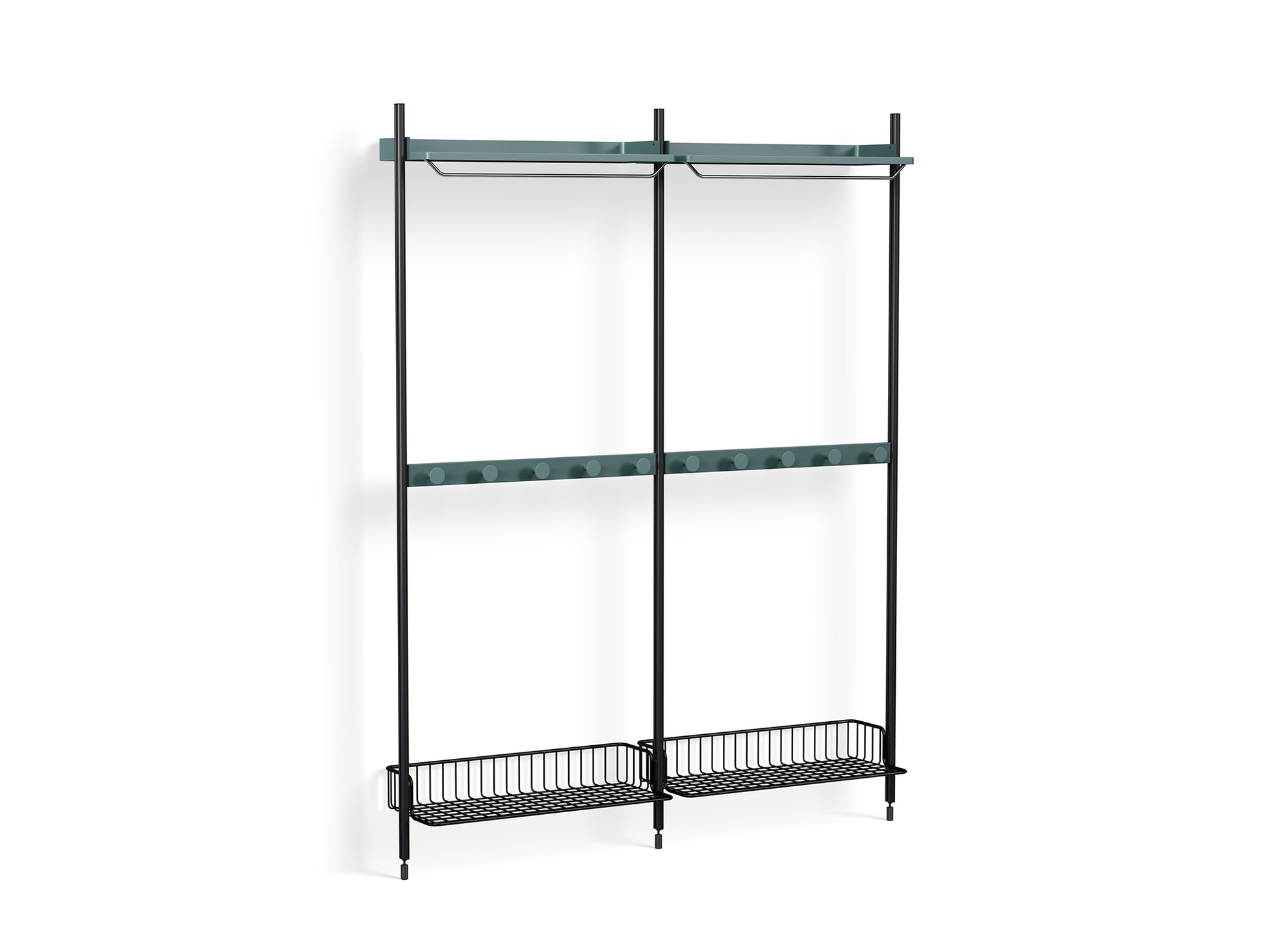 Pier System 1042 by HAY - Black Anodised Aluminium Uprights / PS Blue with Anthracite Wire Shelf