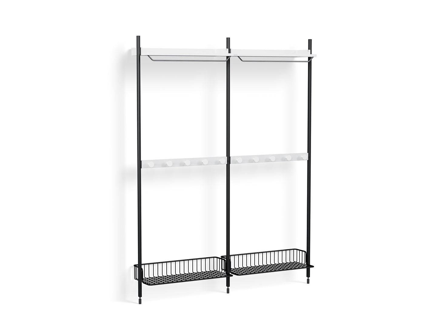 Pier System 1042 by HAY - Black Anodised Aluminium Uprights / PS White with Anthracite Wire Shelf