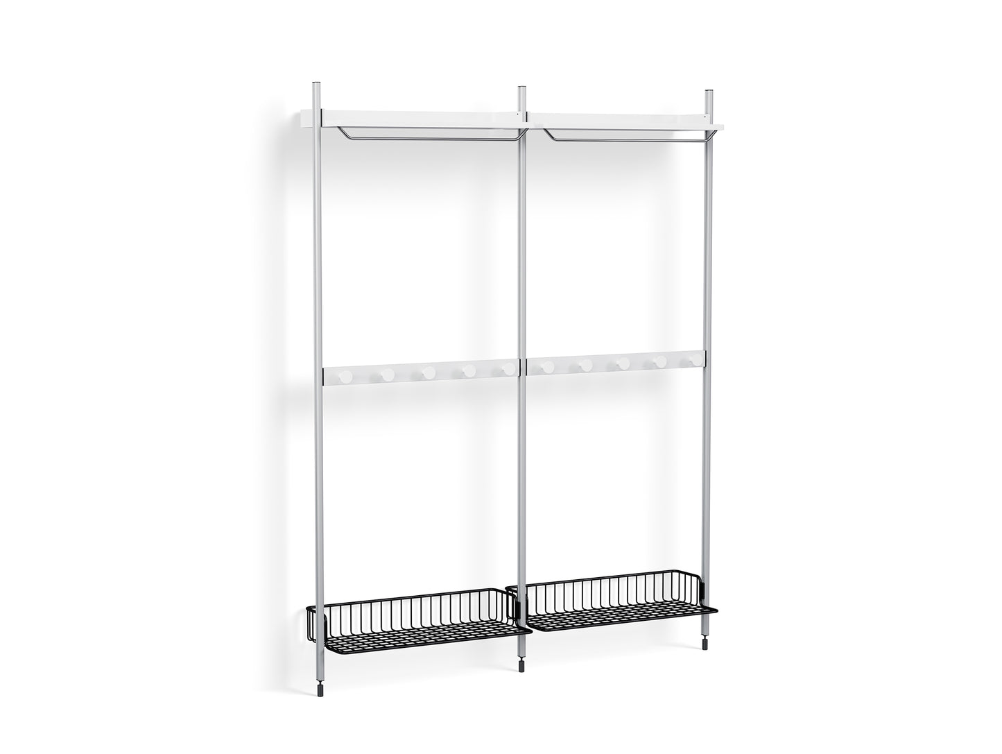 Pier System 1042 by HAY - Clear Anodised Aluminium Uprights / PS White with Anthracite Wire Shelf