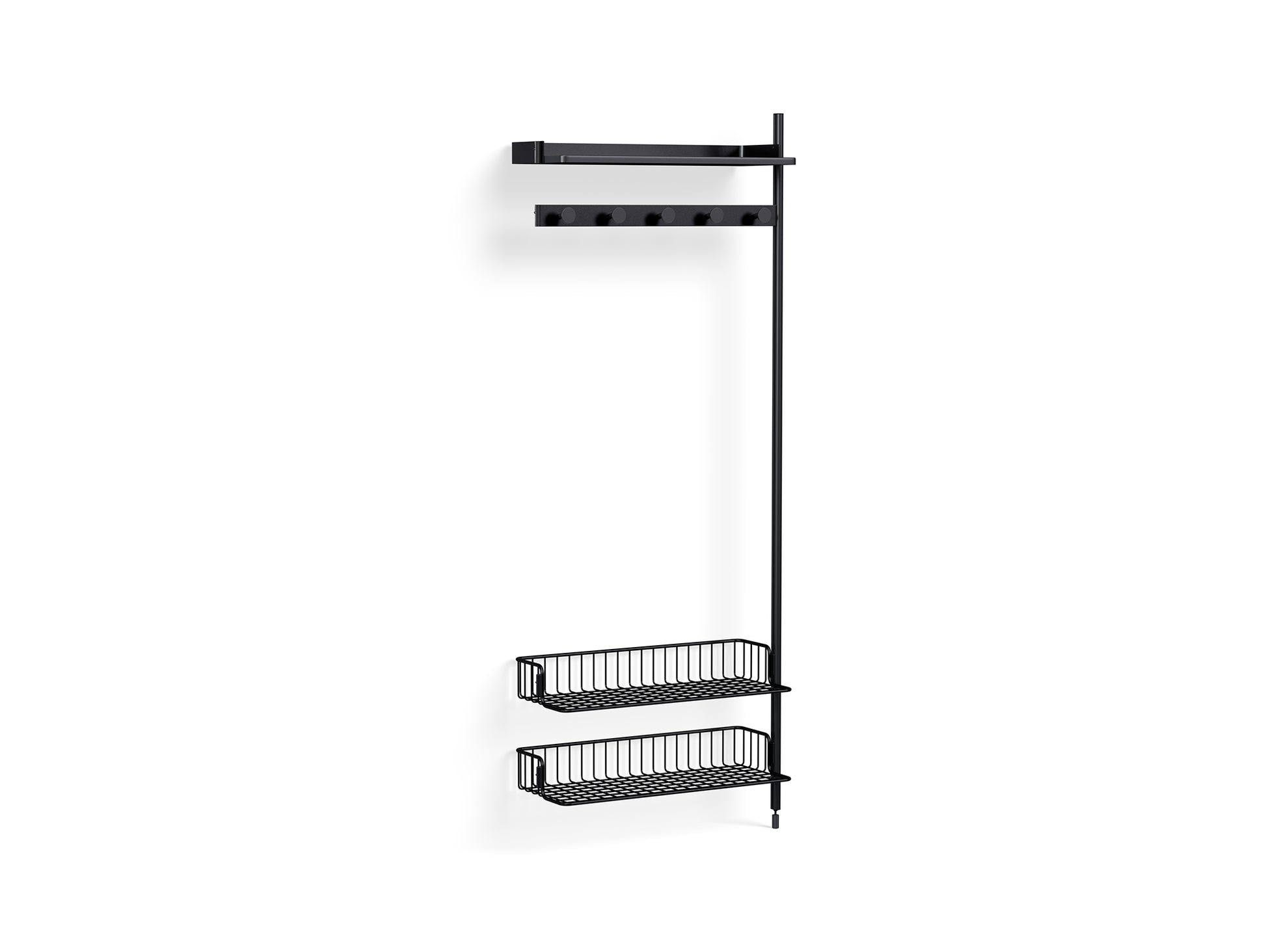 Pier System 1050 Add-ons by HAY -Black Anodised Aluminium Uprights / PS Black with Anthracite Wire Shelf