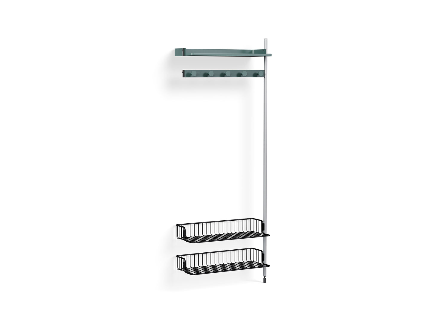 Pier System 1050 Add-ons by HAY -Clear Anodised Aluminium Uprights / PS Blue with Anthracite Wire Shelf