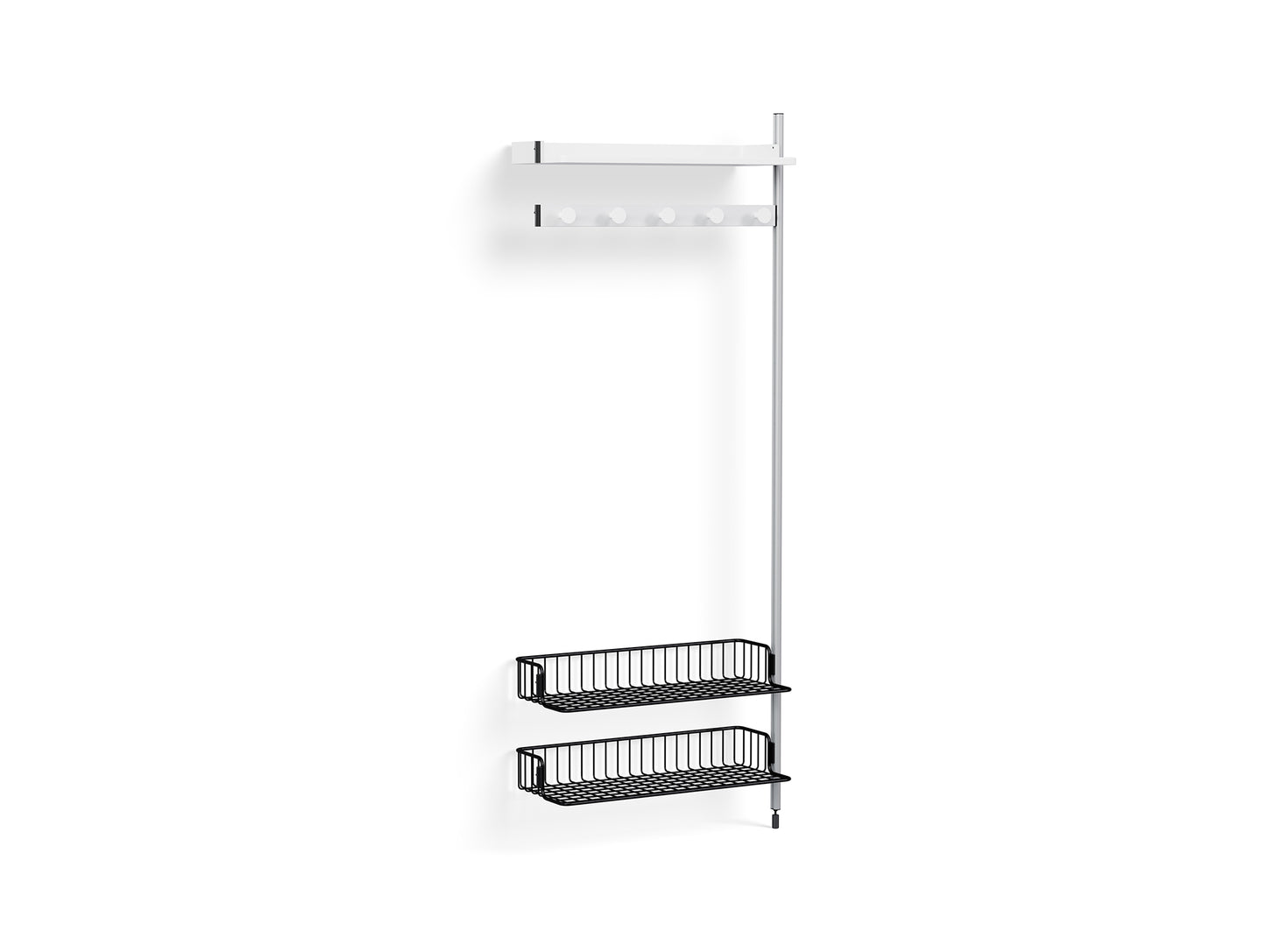 Pier System 1050 Add-ons by HAY -Clear Anodised Aluminium Uprights / PS Blue with Chromed Wire Shelf