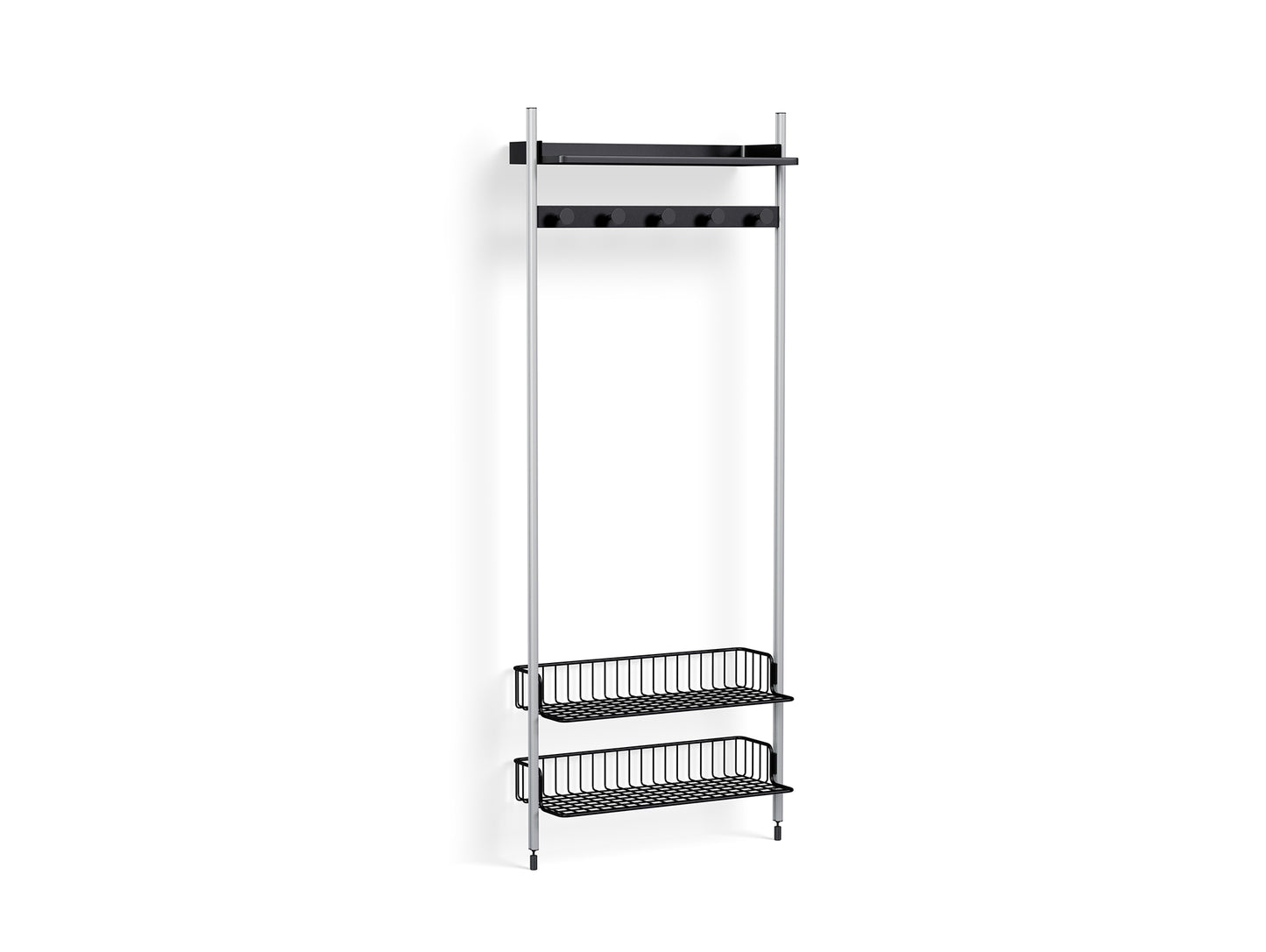 Pier System 1051 by HAY - Clear Anodised Aluminium Uprights / PS Black with Anthracite Wire Shelf