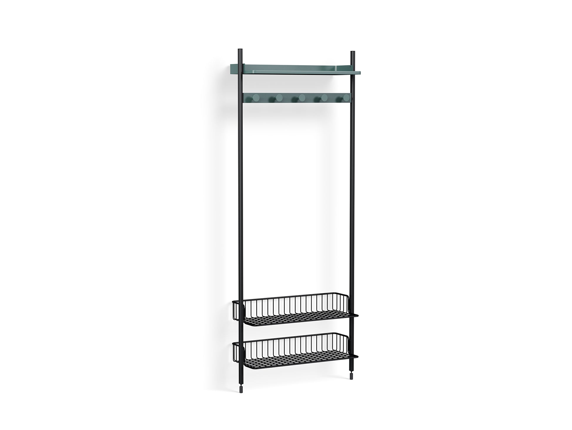 Pier System 1051 by HAY - Black Anodised Aluminium Uprights / PS Blue with Anthracite Wire Shelf