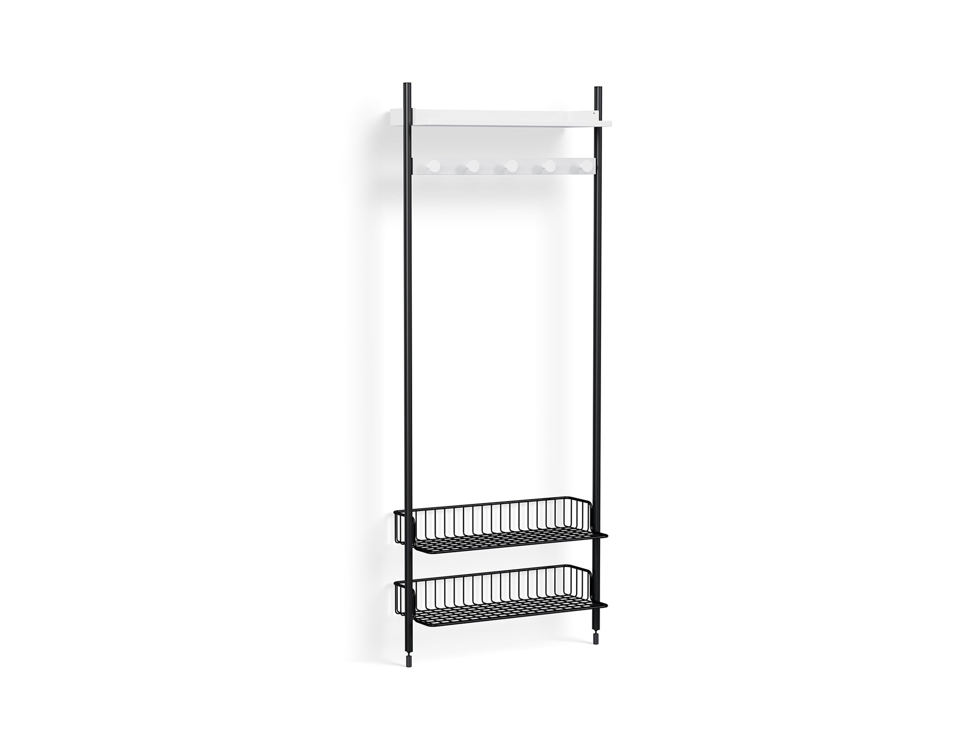 Pier System 1051 by HAY - Black Anodised Aluminium Uprights / PS White with Anthracite Wire Shelf