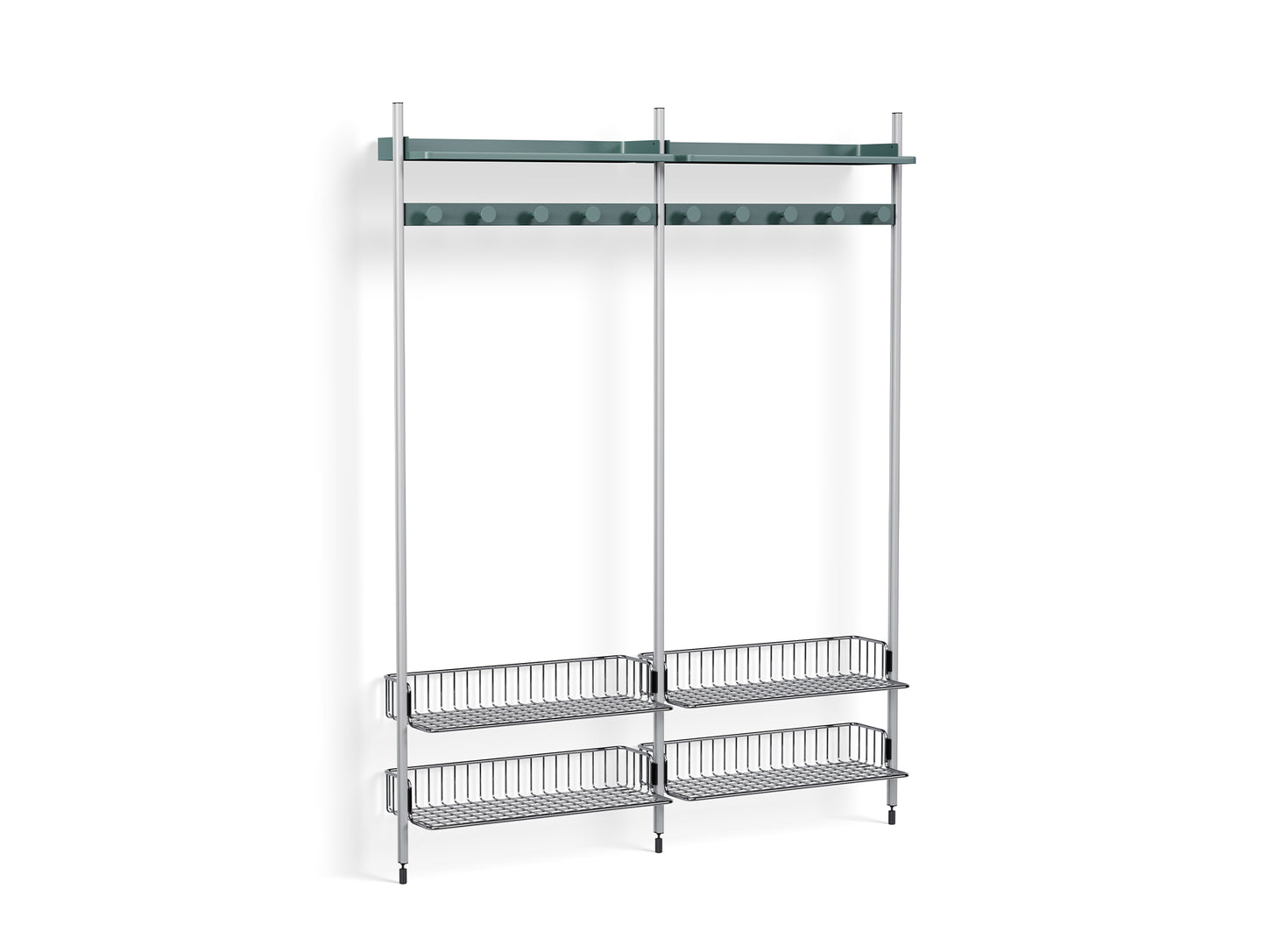 Pier System 1052 by HAY - Clear Anodised Aluminium Uprights / PS Blue with Chromed Wire Shelf