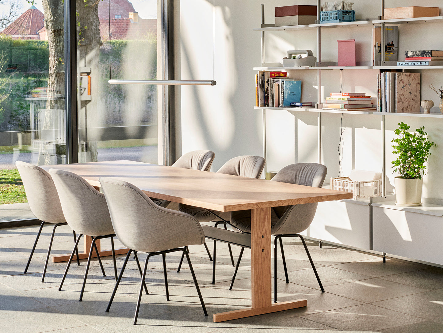 Passerelle Table (Veneer Tabletop) by HAY - Oak Tabletop with Ink Black Crossbar