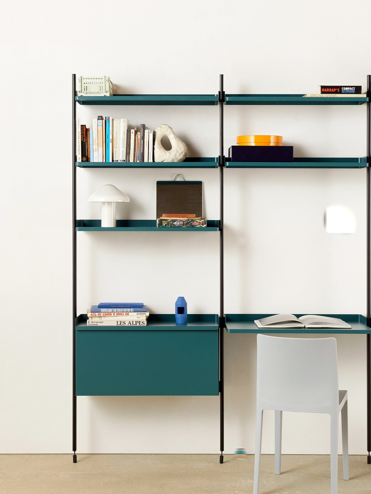 Pier System 12 by HAY - Black Anodised Aluminium Uprights / PS Blue