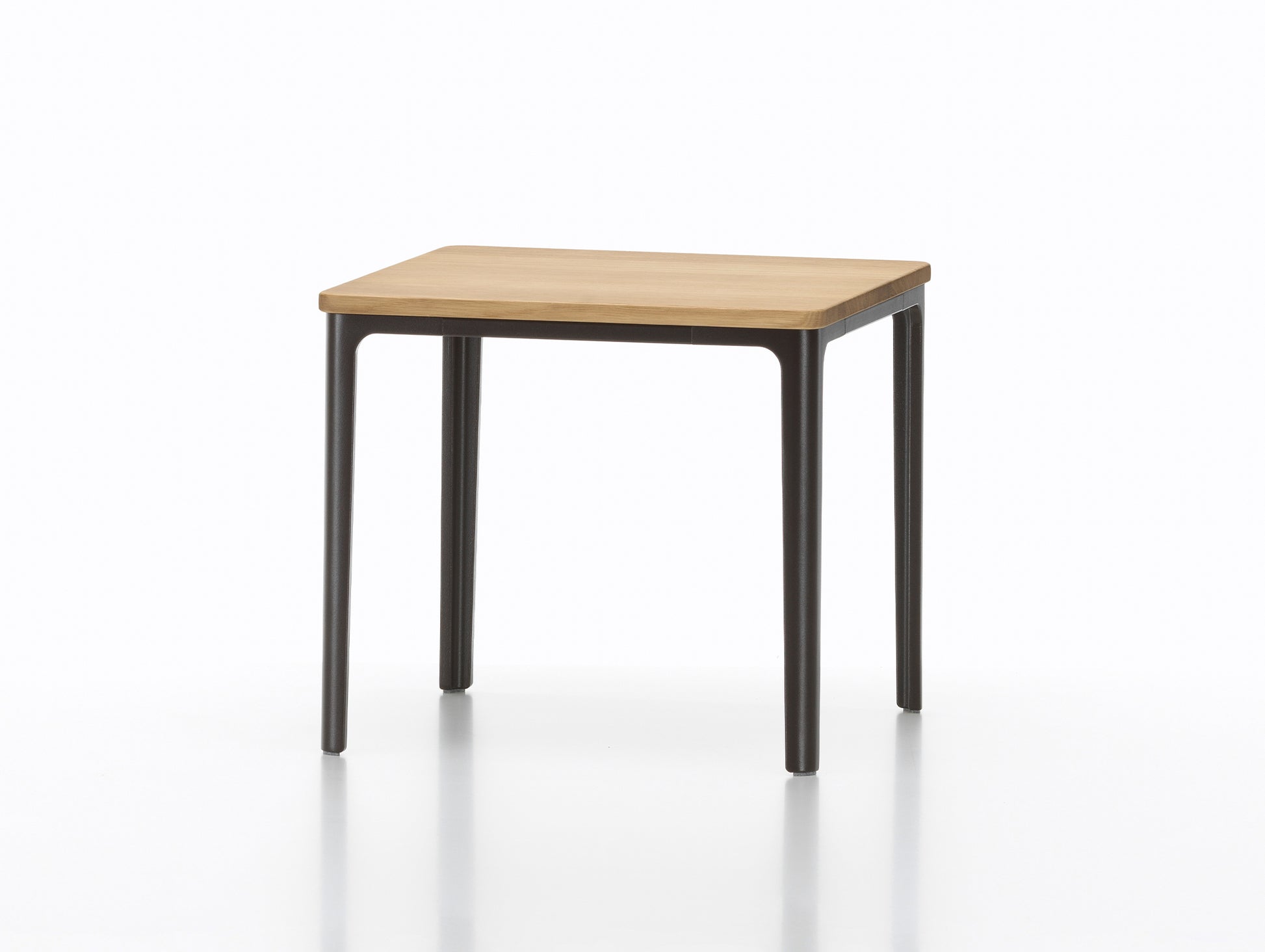 Plate Coffee Table by Vitra - Width: 41 cm / Depth: 41 cm, Basic Dark Aluminium Base, Solid Oak Tabletop