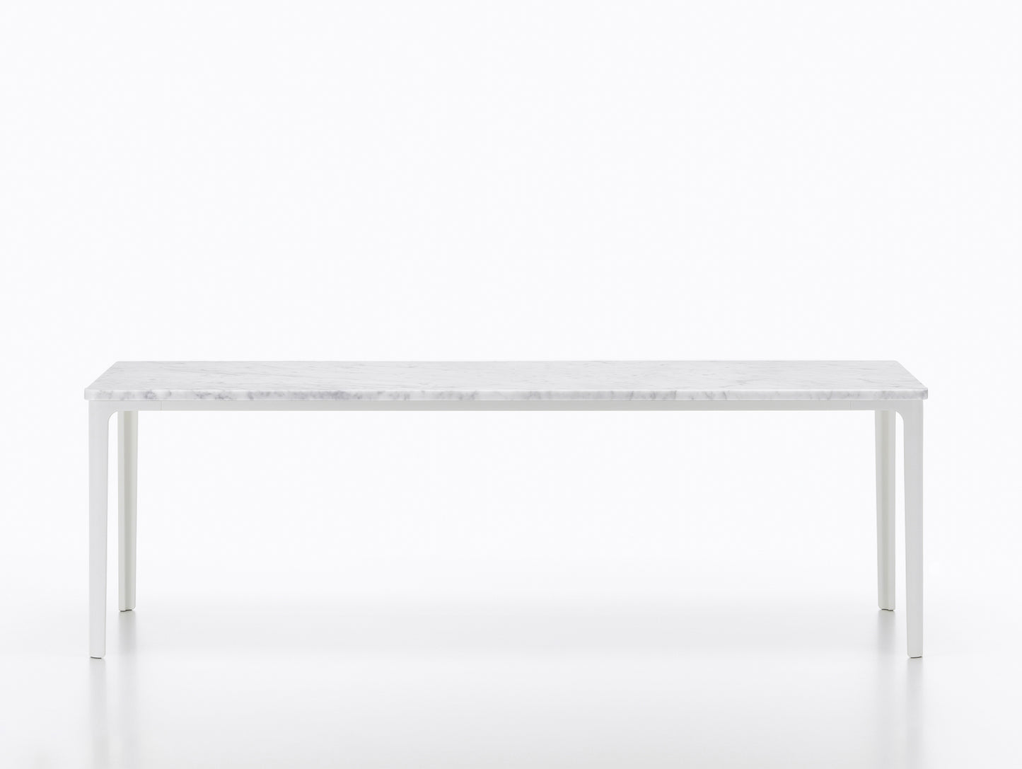 Plate Coffee Table by Vitra - Width: 113 cm / Depth: 41 cm, White Aluminium Base, Carrara Marble Tabletop