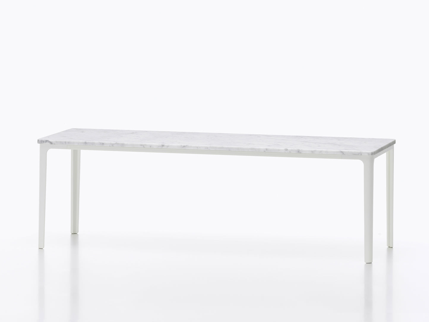 Plate Coffee Table by Vitra - Width: 113 cm / Depth: 41 cm, White Aluminium Base, Carrara Marble Tabletop