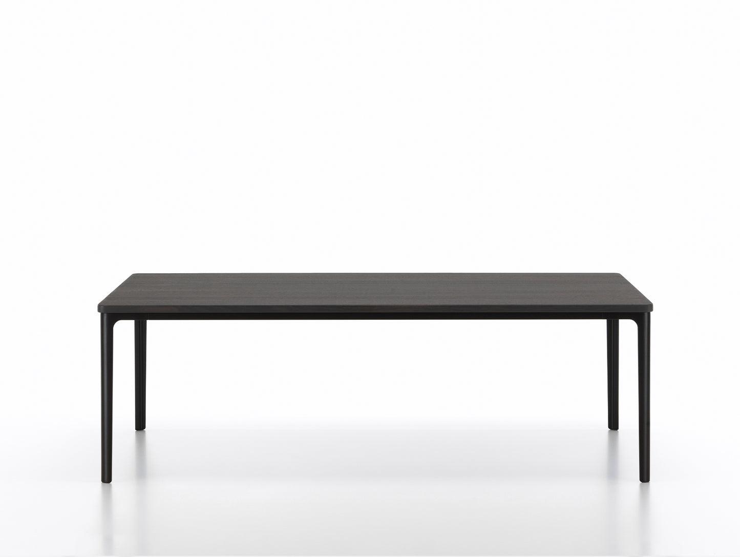 Plate Coffee Table by Vitra - Width: 113 cm / Depth: 71 cm, Basic Dark Aluminium Base, Dark Oak Tabletop