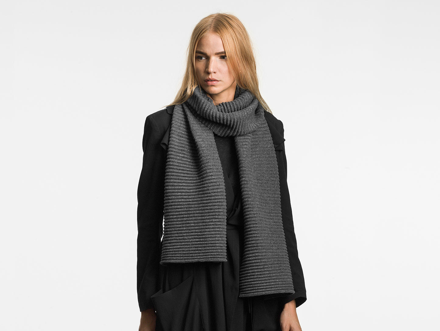 Dark Grey Pleece Long Scarf by Design House Stockholm