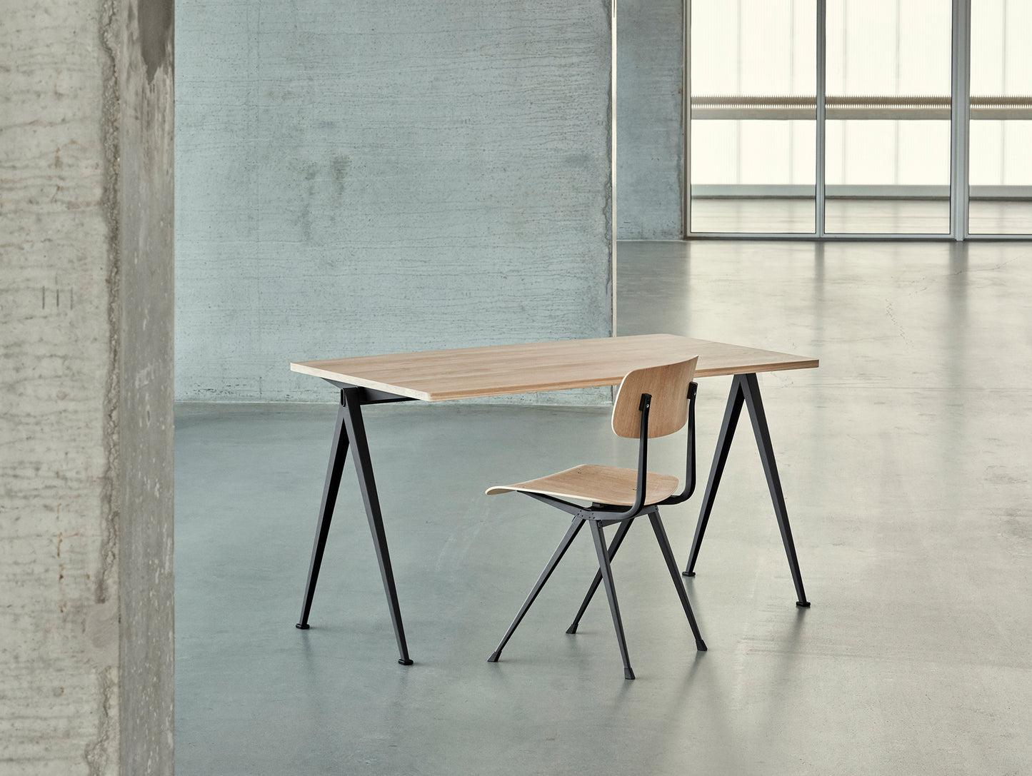 Pyramid Table 01 by HAY - Matt Lacquered Oak / Black Frame