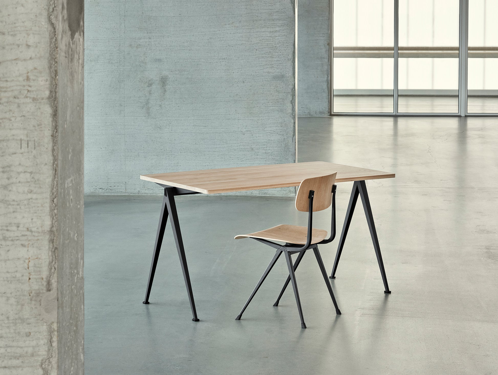 Pyramid Table 01 by HAY - Matt Lacquered Oak / Black Frame
