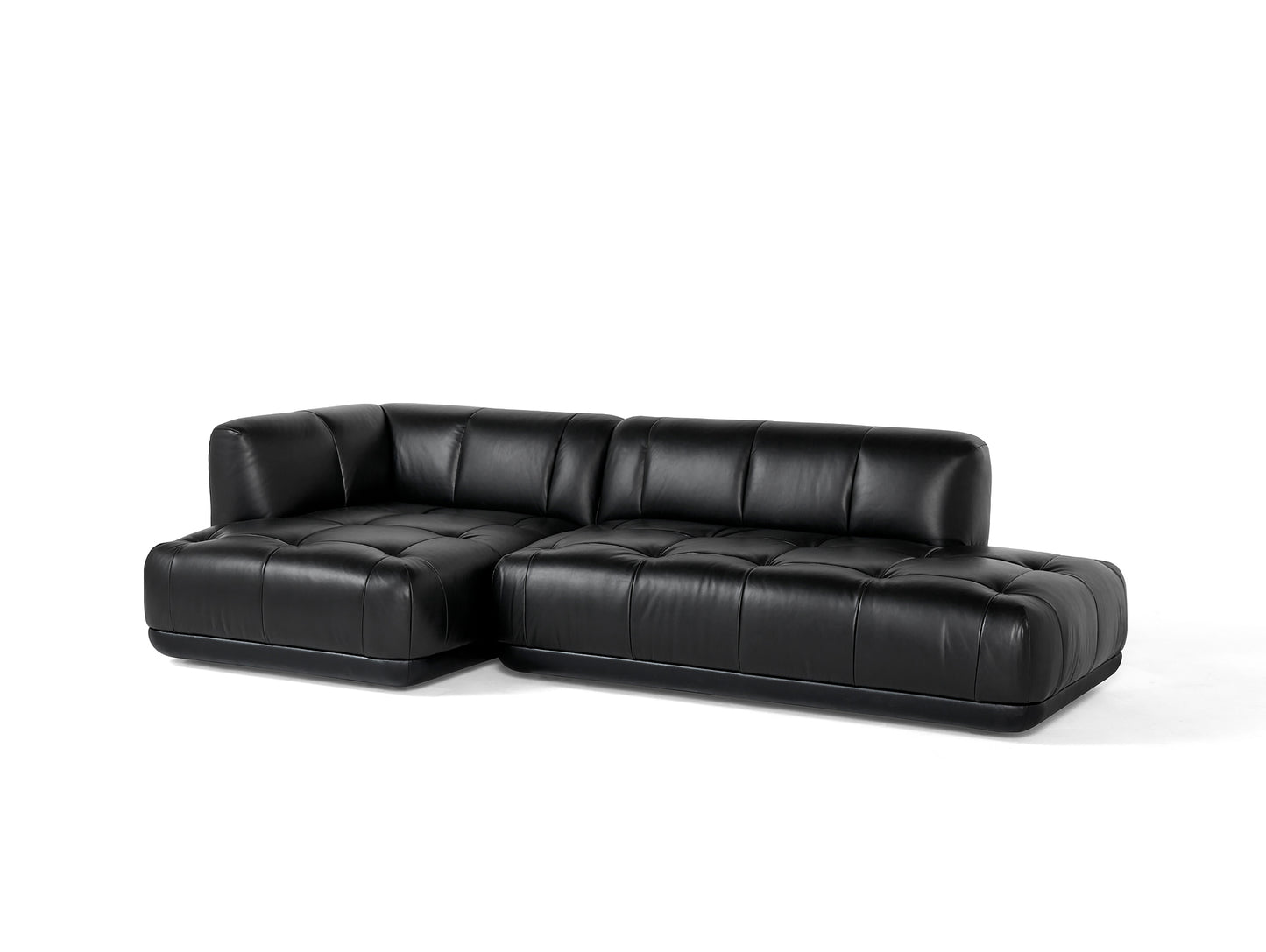 Quilton Sofa - Combination 21 in Black Silk Leather by HAY