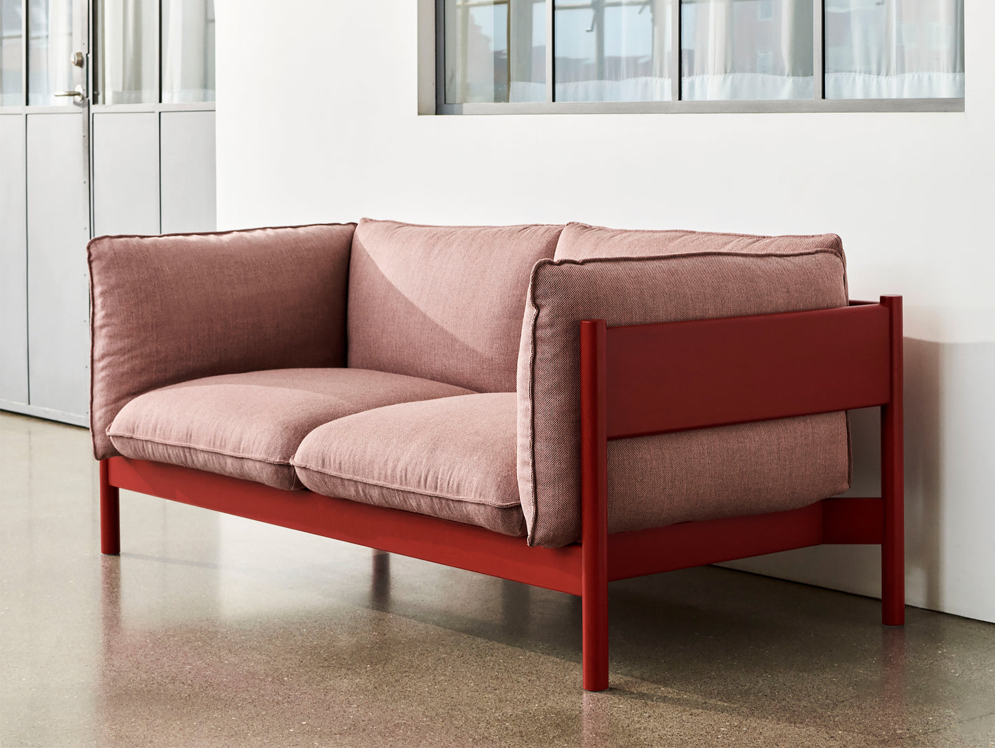 HAY Arbour Sofa / 2-Seater / Re-wool 648 / Wine Red Beech Frame