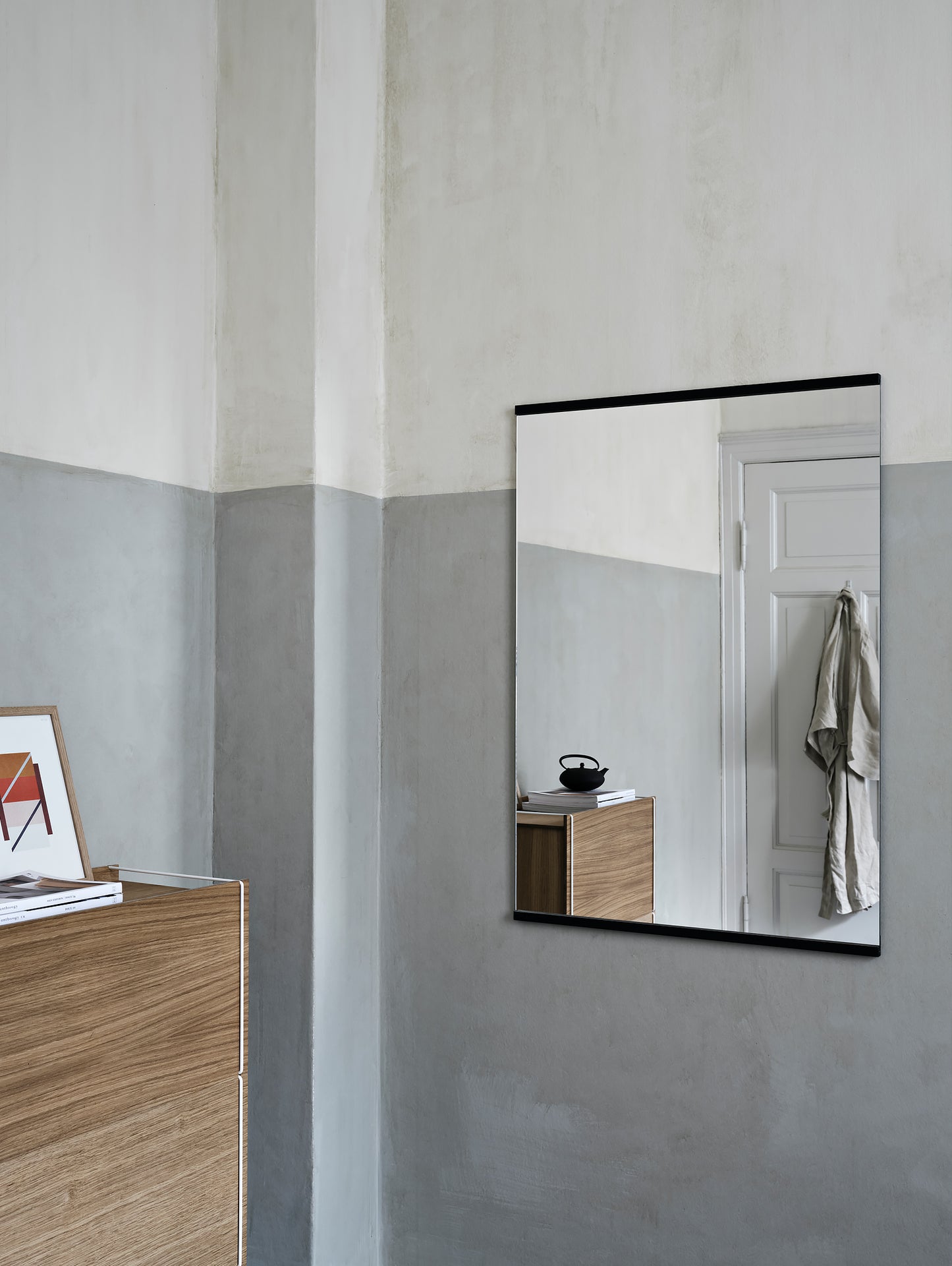 Rectangular Wall Mirror by Moebe - 70 x 100 cm in Black Painted Oak