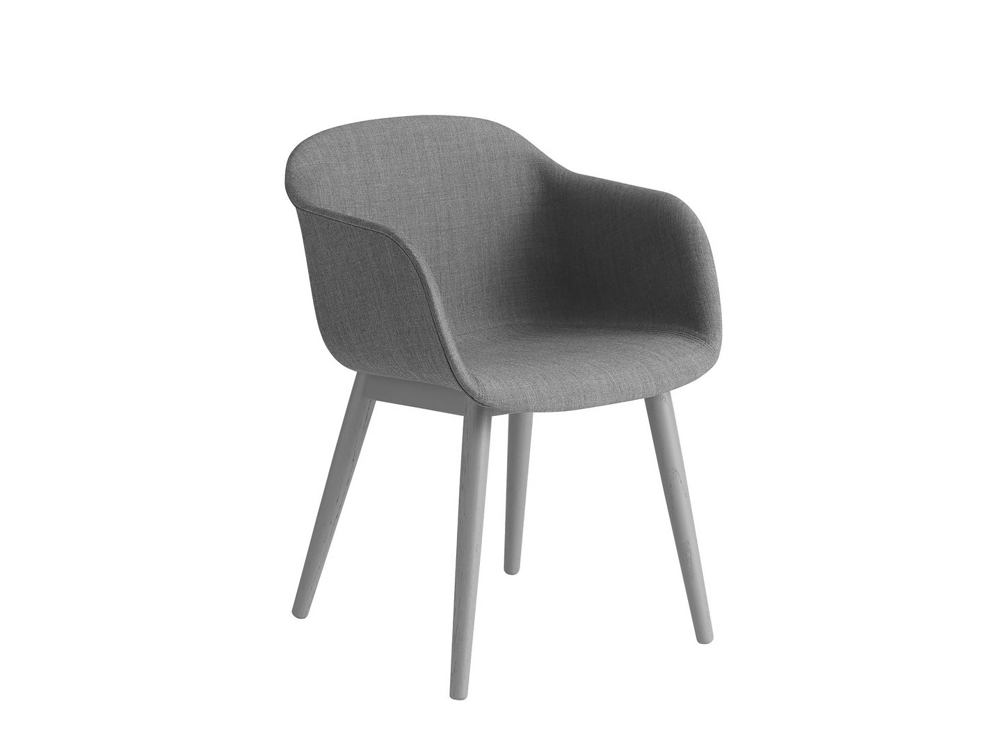 Fiber Armchair Upholstered with Wood Base