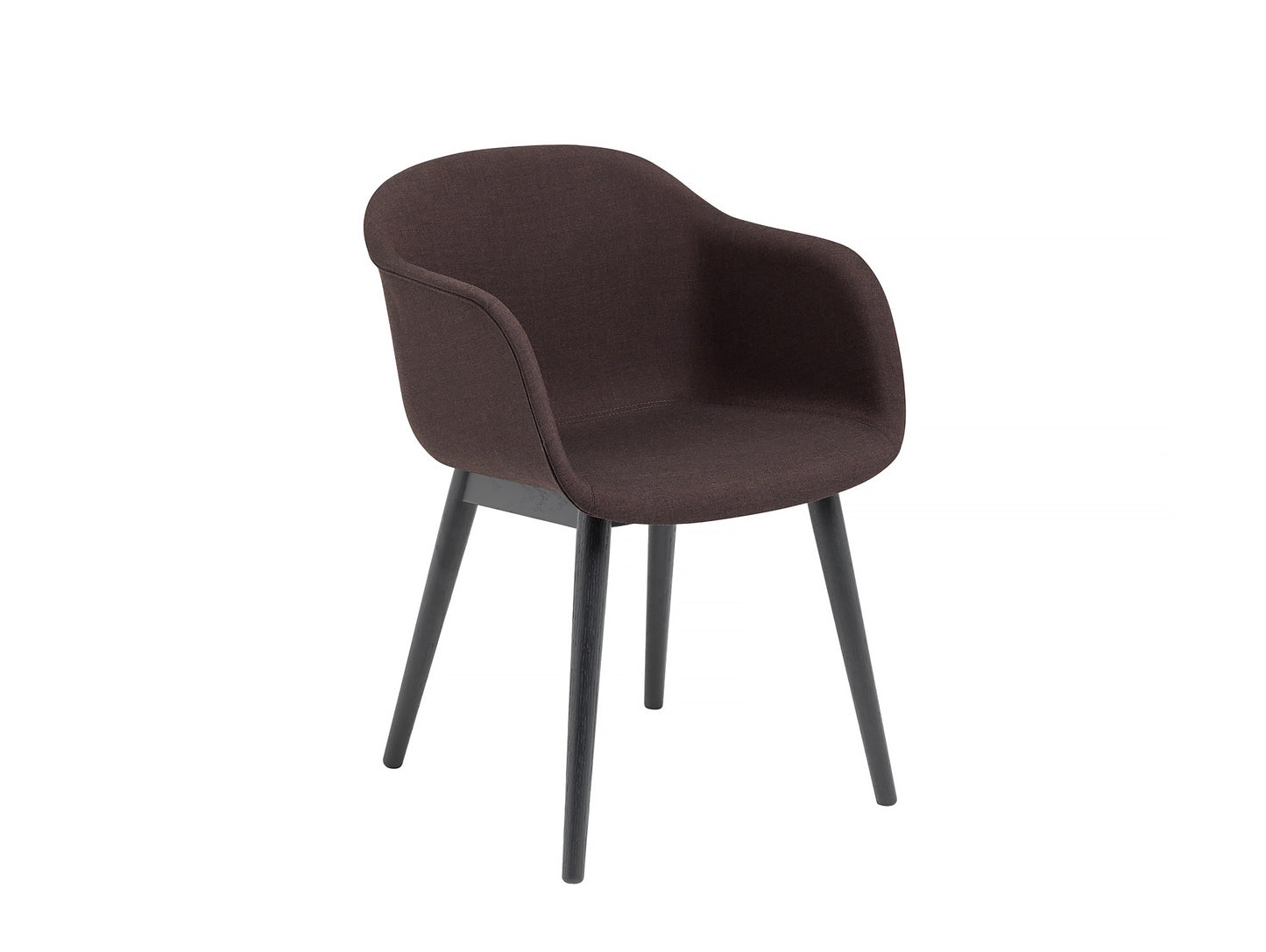 Fiber Armchair Upholstered with Wood Base