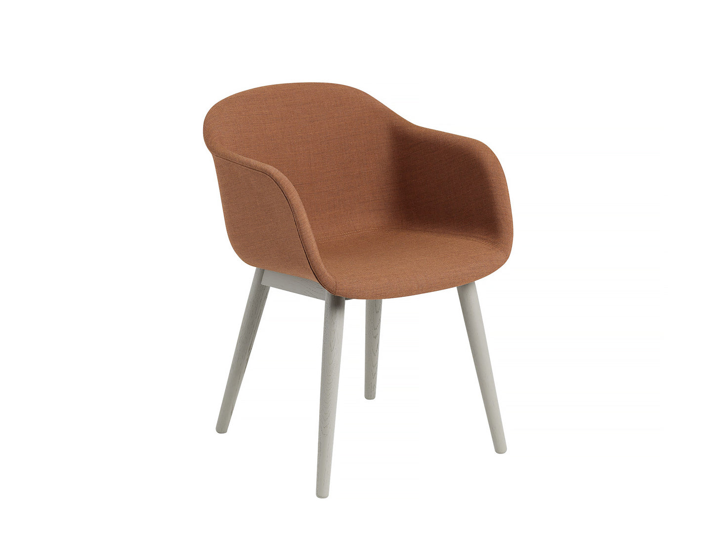 Fiber Armchair Upholstered with Wood Base