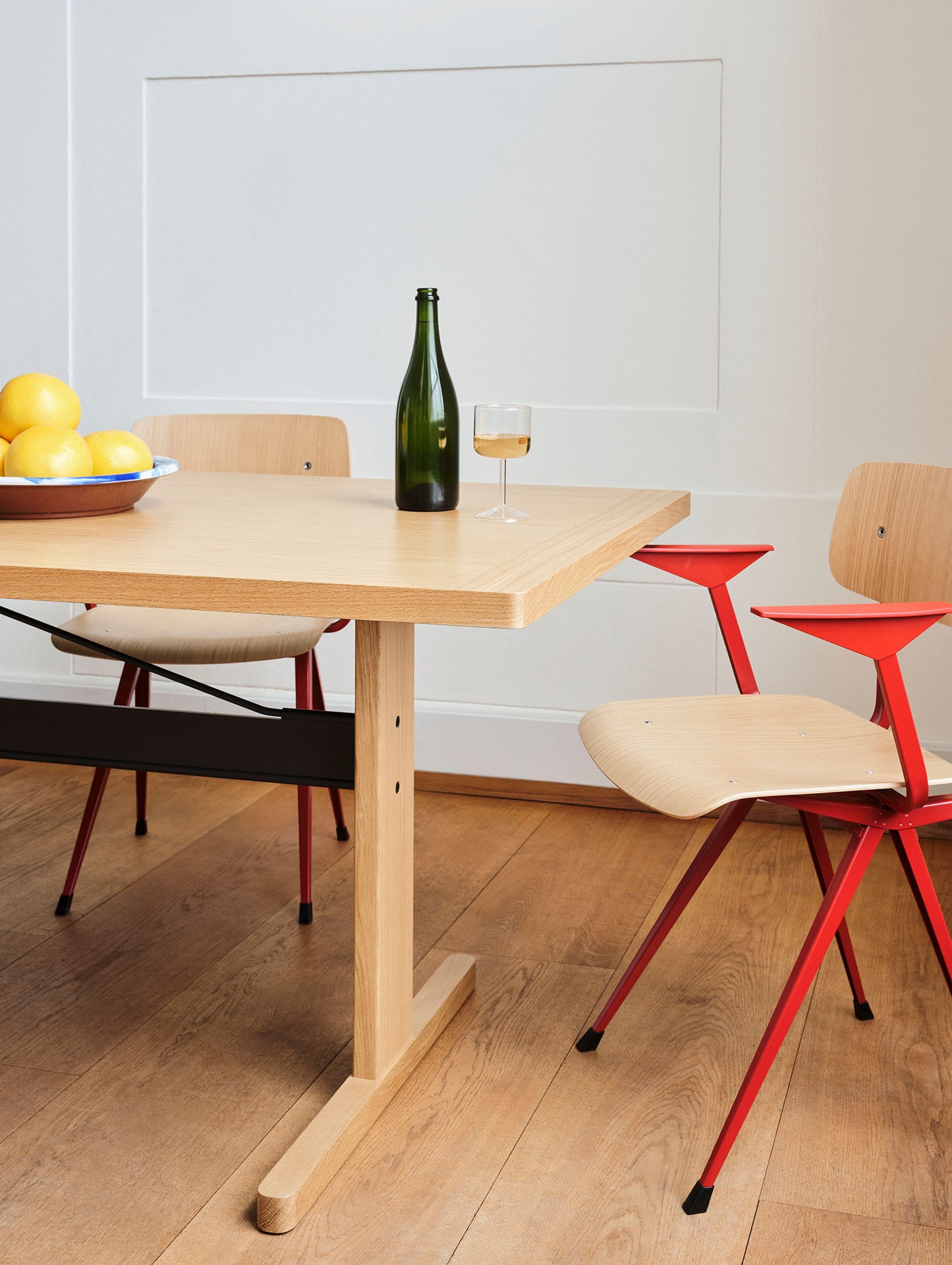 Passerelle Table (Veneer Tabletop) by HAY - Oak Tabletop with Ink Black Crossbar