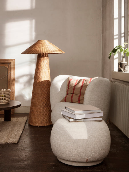 Rattan store floor pouf