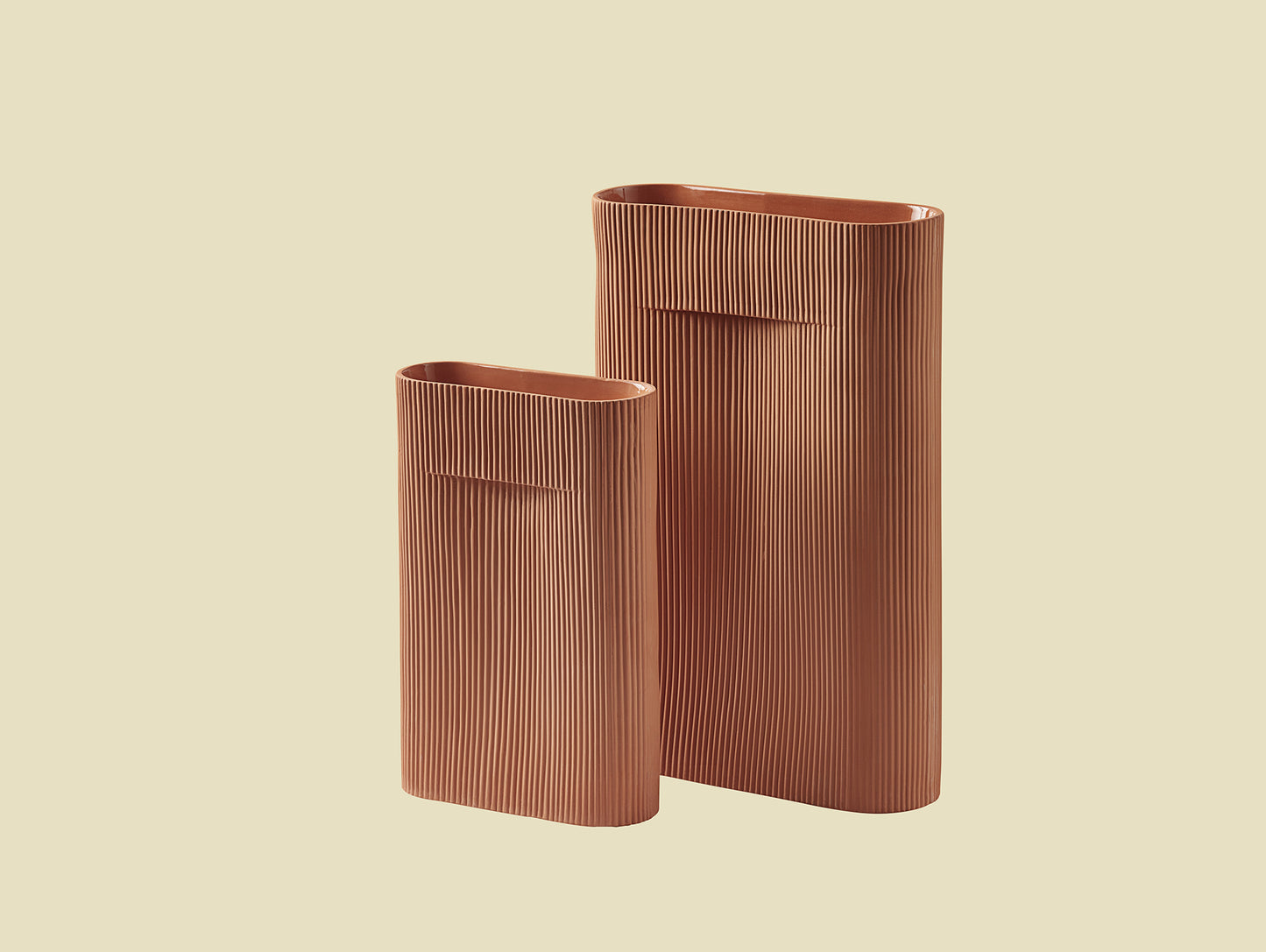 Ridge Vases in Terracotta by Muuto