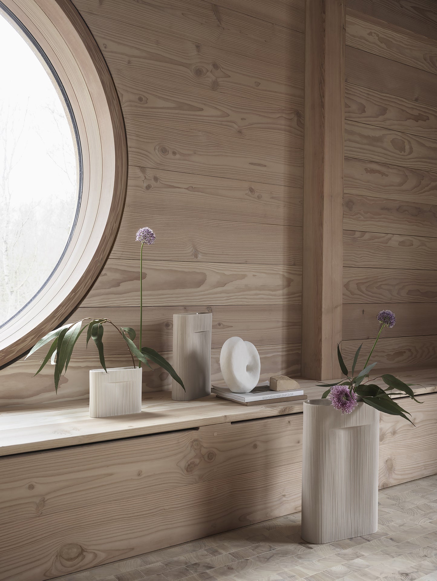 Off-White and Beige Ridge Vase by Muuto