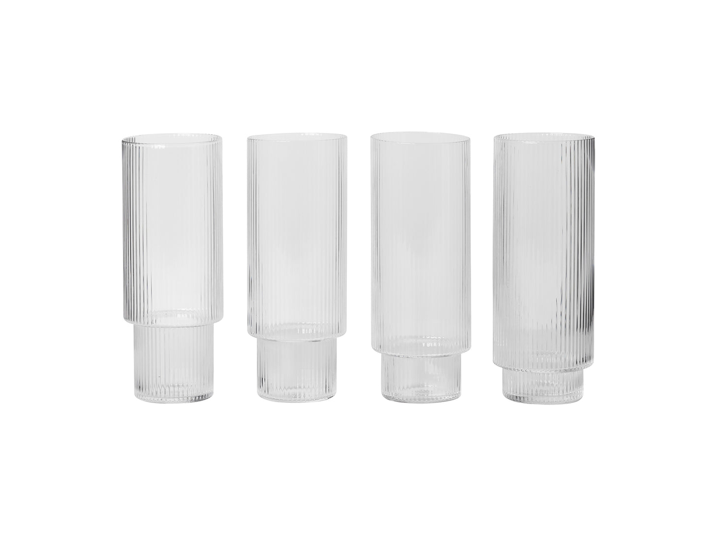 Ripple Long Glasses - Set of 4 (Clear) by Ferm Living