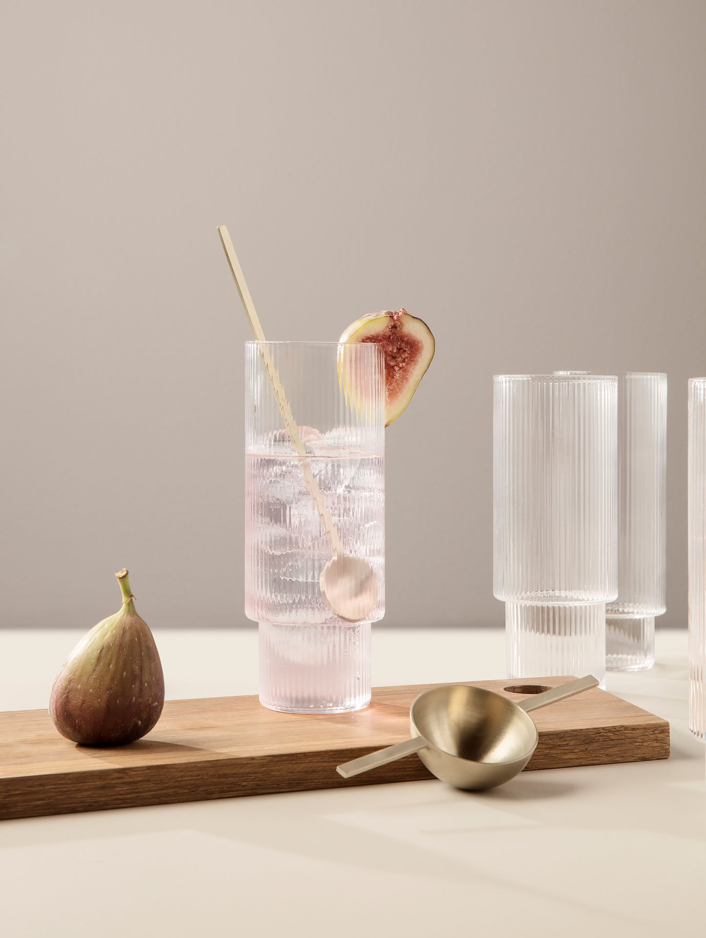 Ripple Long Glasses - Set of 4 (Clear) by Ferm Living