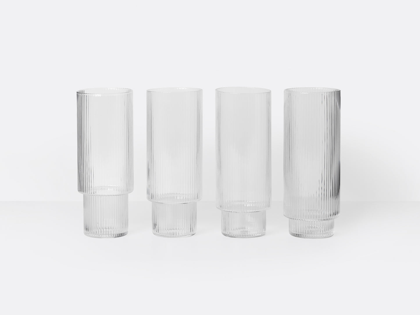 Ripple Long Glasses - Set of 4 (Clear) by Ferm Living