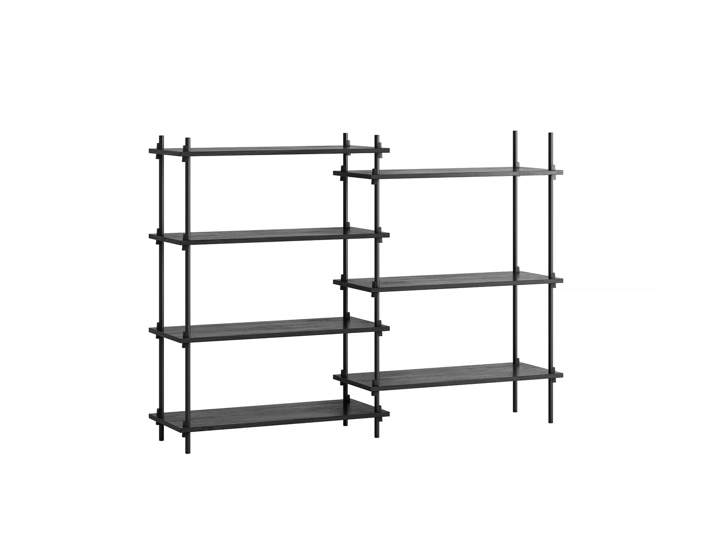 Moebe Shelving System - S.115.2.A Set in Black / Black Painted Oak