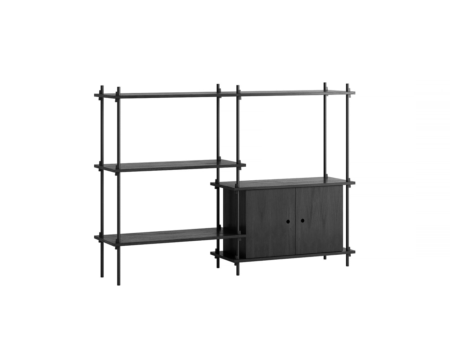 Moebe Shelving System - S.115.2.C Set in Black / Black Painted Oak