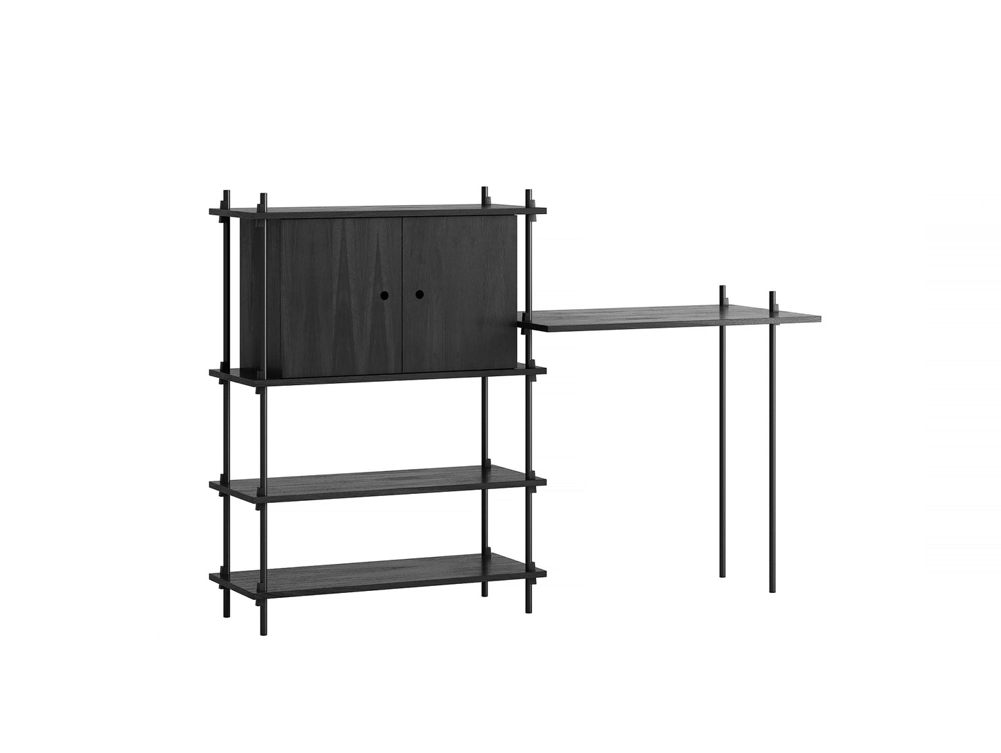 Moebe Shelving System - S.115.2.D Set in Black / Black Painted Oak