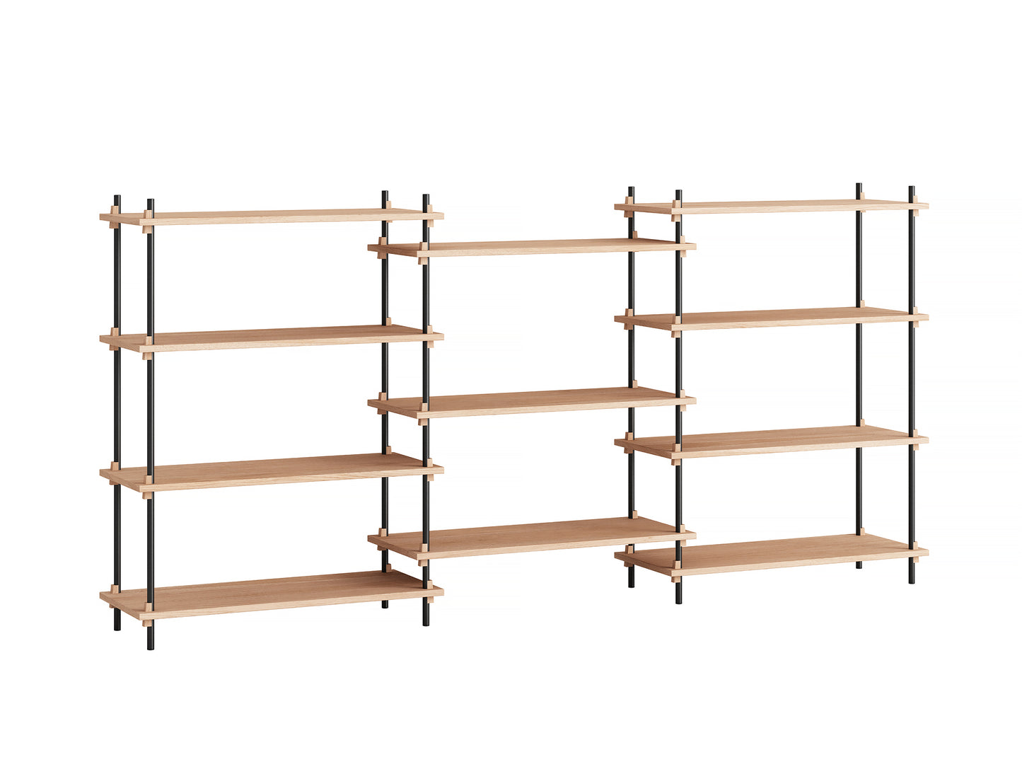 Moebe Shelving System - S.115.3.A Set in Black / Oiled Oak