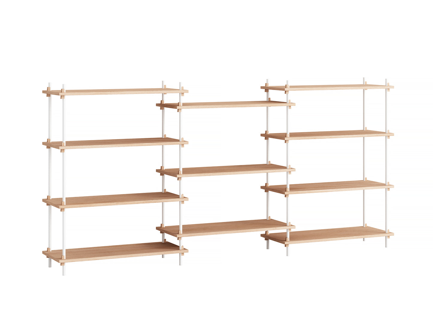 Moebe Shelving System - S.115.3.A Set in White / Oiled Oak