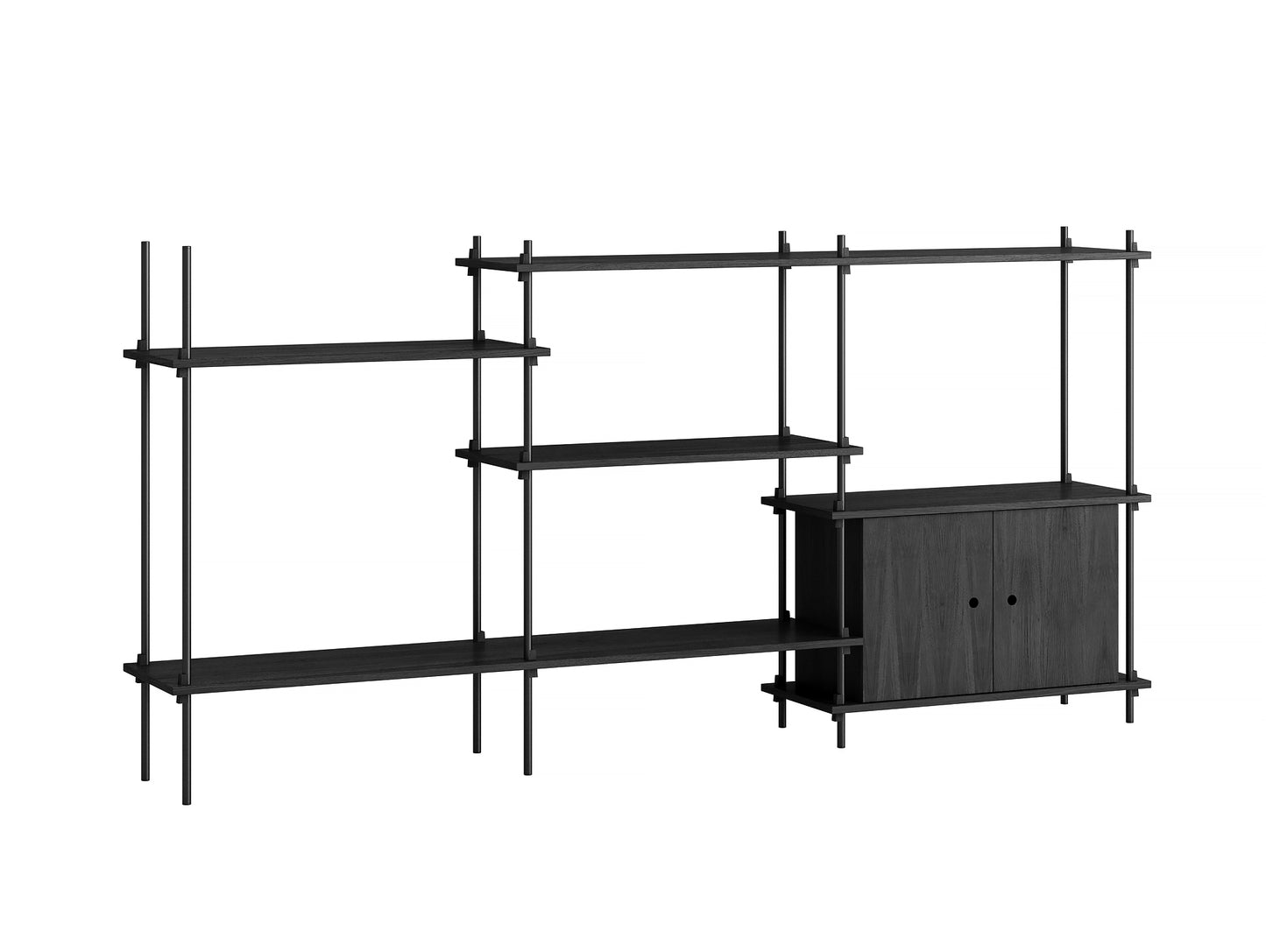 Moebe Shelving System - S.115.3.B Set in Black / Black Painted Oak