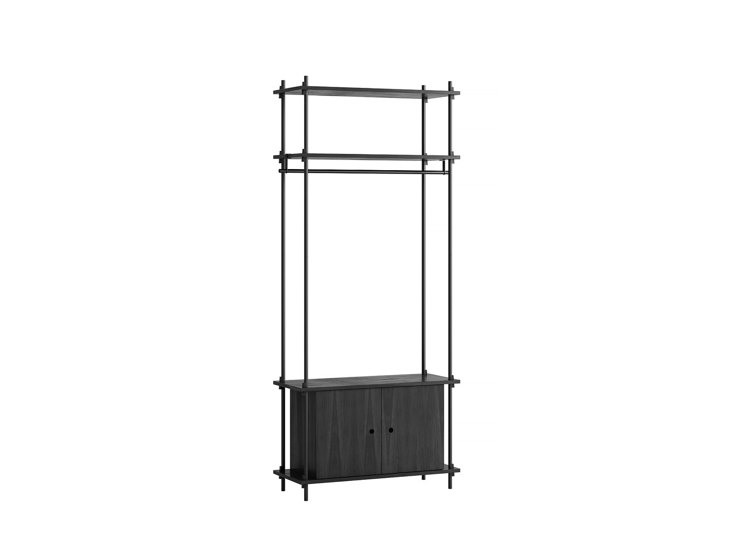 Moebe Shelving System - S.200.1.G Set in Black / Black Painted Oak
