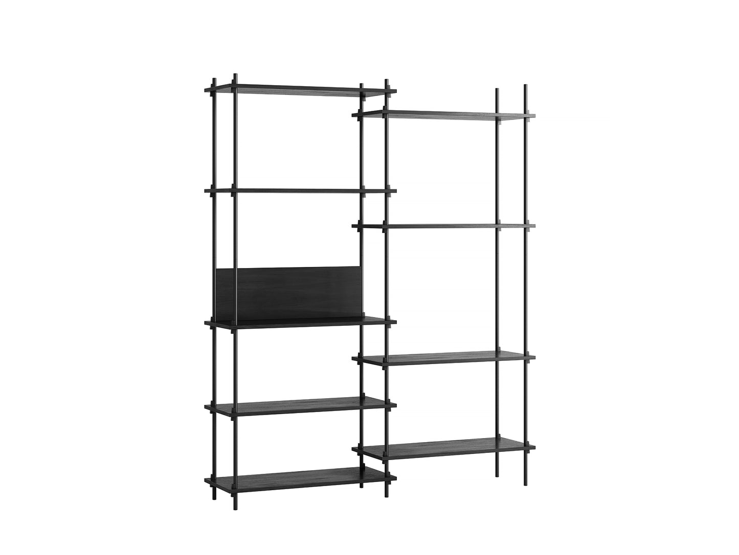 Moebe Shelving System - S.200.2.A Set in Black / Black Painted Oak