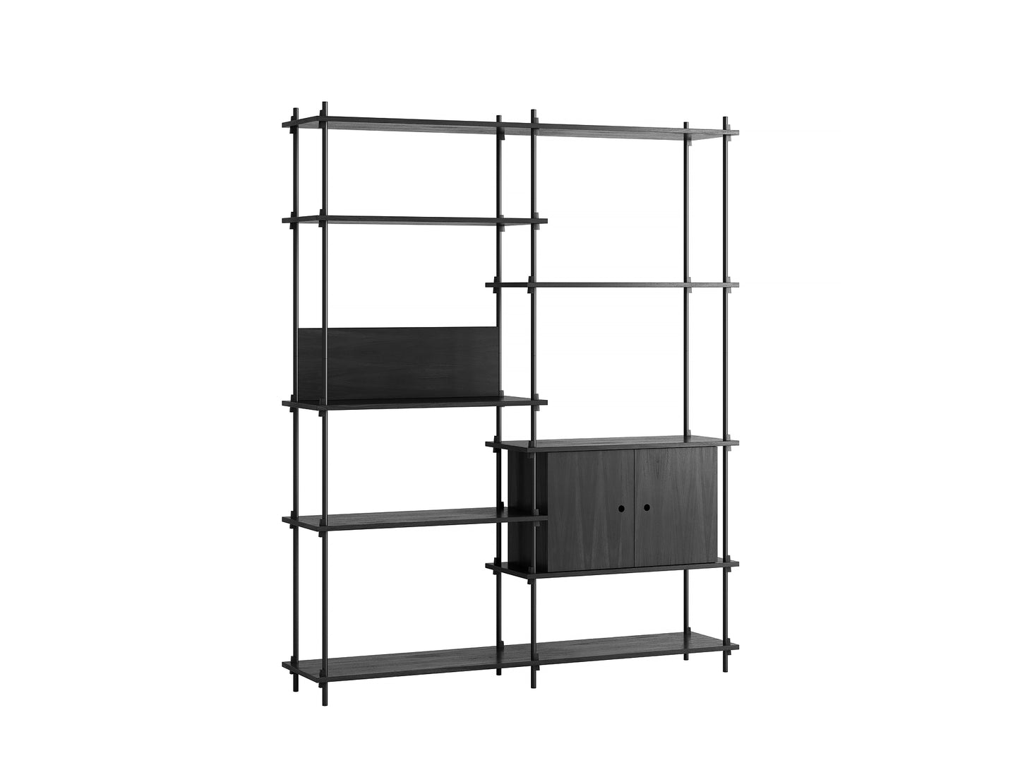 Moebe Shelving System - S.200.2.C Set in Black / Black Painted Oak