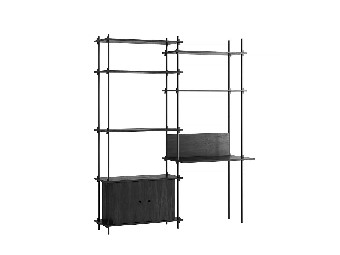 Moebe Shelving System - S.200.2.E Set in Black / Black Painted Oak