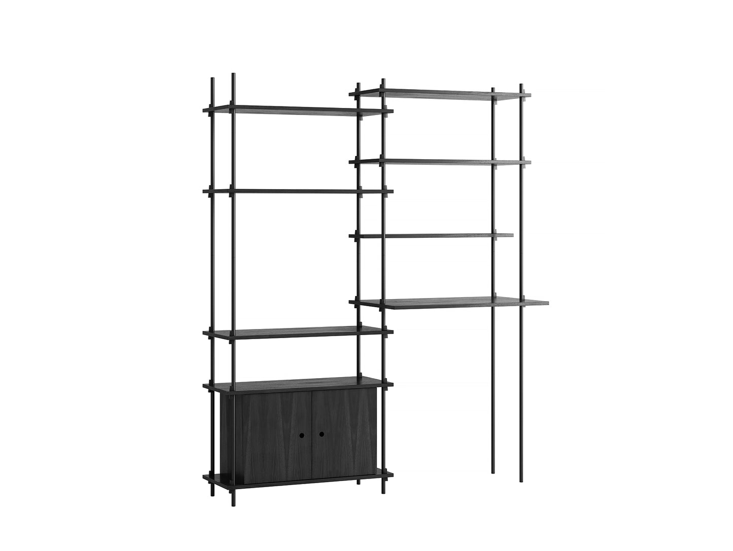 Moebe Shelving System - S.200.2.F Set in Black / Black Painted Oak