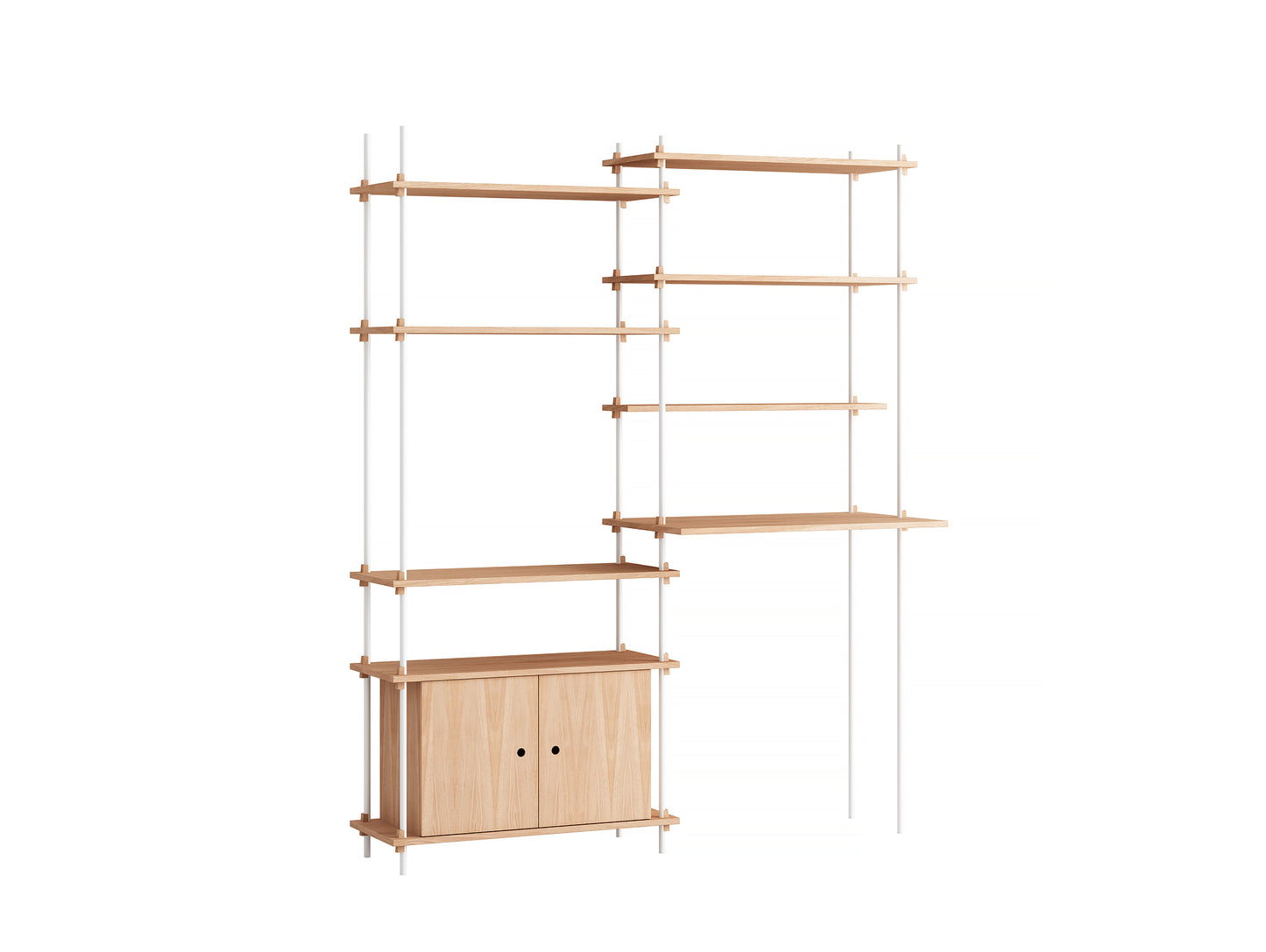 Moebe Shelving System - S.200.2.F Set in White / Oiled Oak